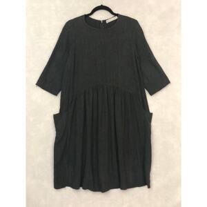 Solika Women's Small 3/4 Sleeve Drop Waist Dress Black
